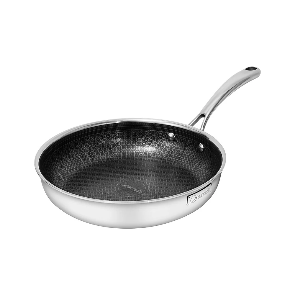 Chảo chống dính Elmich Winner Premium Hybrid EL2868IC kết cấu inox 3 lớp liền thân vân kim loại nổi ceramic đen