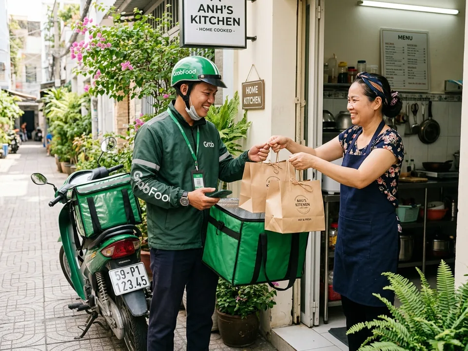 Giao đồ ăn tận tay tài xế shipper GrabFood ShopeeFood nhanh chóng