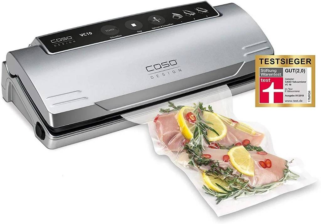 Máy hút chân không CASO VC10 xuất xứ thương hiệu Đức với bảng điều khiển điện tử và chứng nhận Stiftung Warentest