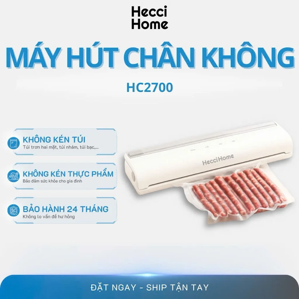 Máy hút chân không Hecci Home HC2700 đường hàn rộng 5mm bảng điều khiển cảm ứng