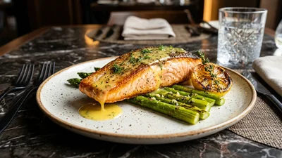 Cá Hồi Áp Chảo Sốt Bơ Chanh Da Giòn Rụm, Thịt Mềm Béo Ngậy Giàu Omega-3 Trong 15 Phút