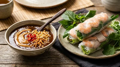 Cách Làm Tương Đen Chấm Gỏi Cuốn & Bò Bía: Sốt Bơ Đậu Phộng Béo Bùi Chuẩn Vị Nam Bộ