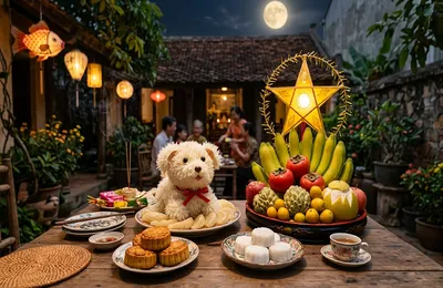 Cách Bày Mâm Cỗ Trung Thu Trông Trăng Đẹp Mắt: Ý Nghĩa Ngũ Hành, Đủ Bánh Nướng Bánh Dẻo & Chó Bưởi Phú Quý