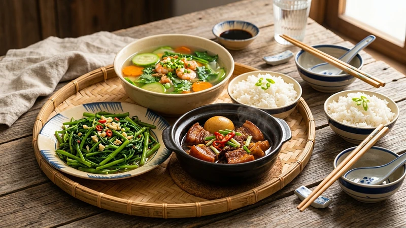 Mâm cơm gia đình 2 người dưới 70k đủ 3 món cho vợ chồng trẻ