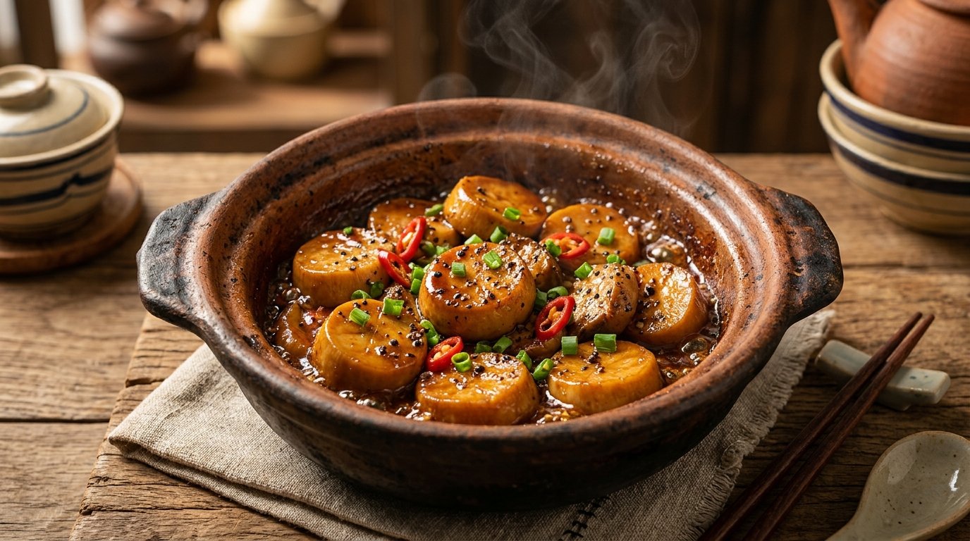 Tộ nấm đùi gà kho tiêu đen chay vàng óng sánh kẹo chuẩn Bếp trưởng Feedy