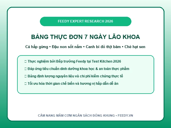 Bảng thực đơn 7 ngày lão khoa thanh đạm