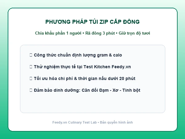 Kỹ thuật chia túi zip cấp đông khẩu phần 1 người